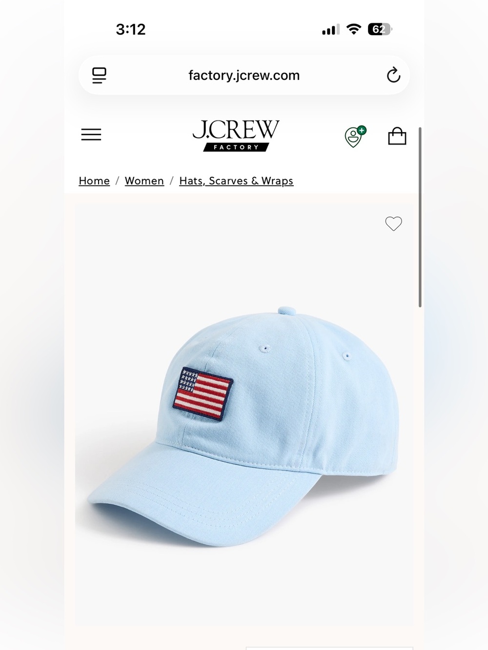 J. Crew Light Blue Flag Baseball Cap